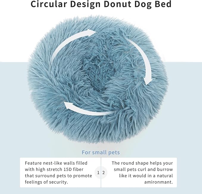Chinchilla Bed Blue for Cage Fluffy Round Beds for Small Animals Washable Anti Slip - PAWPICO