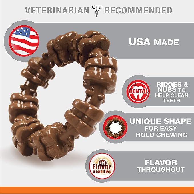 Nylabone Power Chew Textured Dog Chew Ring Toy, Dog Toys for Aggressive Chewers, Flavor Medley, X-Large/Souper (1 Count) - PAWPICO
