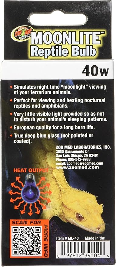 Zoo Med Moonlite Bulb for Reptiles, 40 Watt (Pack of 4) ZooMed