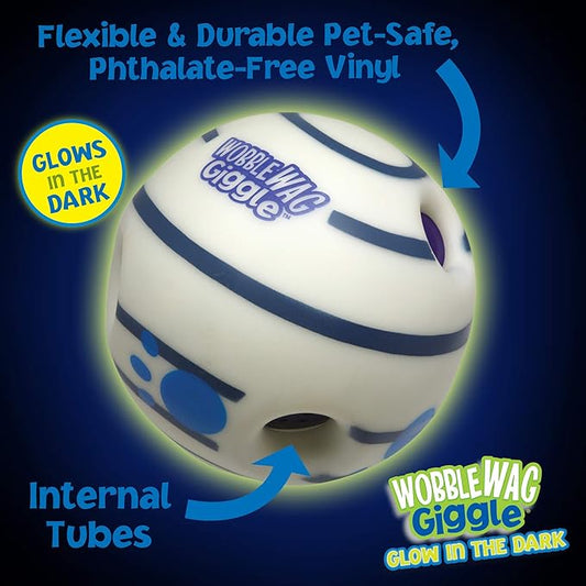 Wobble Wag Giggle Ball - Interactive Glow in the Dark Dog Toy, Giggle Sounds Keeps Dogs Busy and Entertained for Self Play, Pets Know Best - PAWPICO