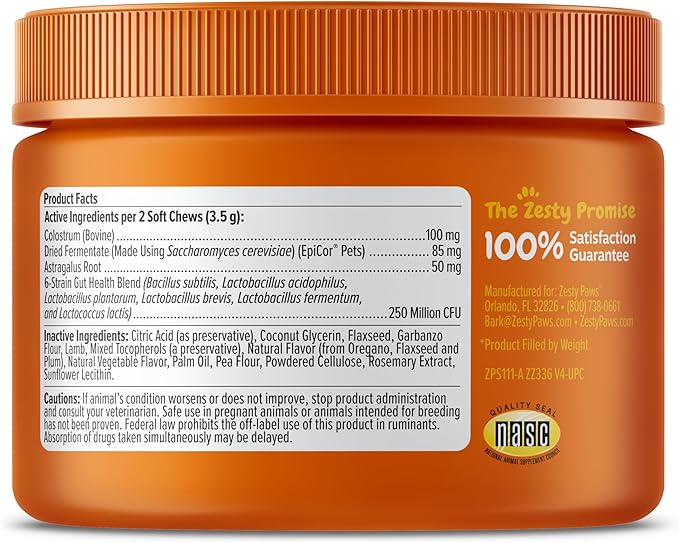 Zesty Paws Dog Allergy Relief - Anti Itch Supplement - Omega 3 Probiotics for Dogs - Digestive Health - Soft Chews for Skin & Seasonal Allergies - with Epicor Pets - Mini - Lamb - 90 Count ZestyPaws