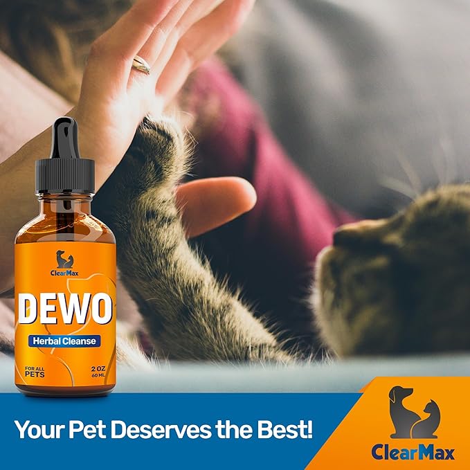 Dewo for Dogs ◆ Cat Dewo ◆ Puppy Dewo ◆ Kitten Dewo ◆ Natural Broad Spectrum Cleanser for Pets ◆ Liquid Dewo for Dogs and Cats ◆ Pet Dewo ◆ Digestive Cleanser ◆ 2 Oz ClearMax
