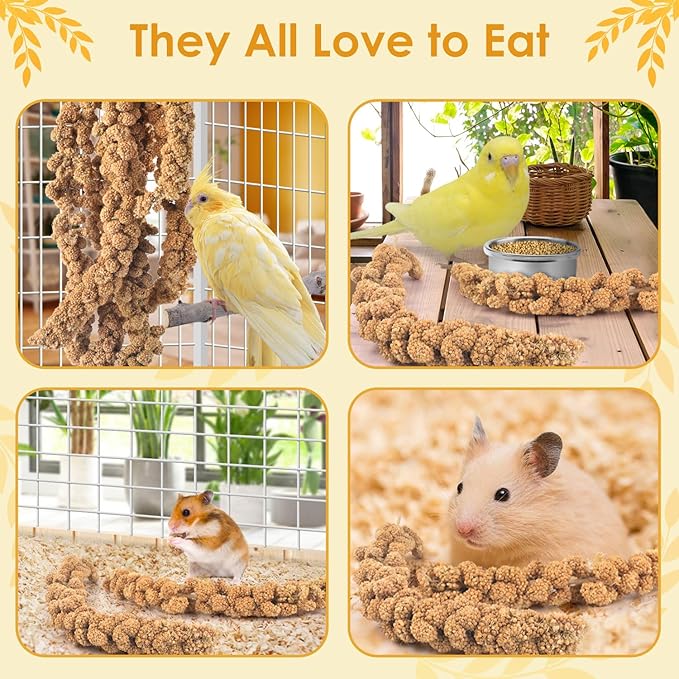 KATUMO Spray Millet Treats, 7Oz / 200g Natural Sun-Dried Bird Treats Parakeet Treats for Conure Cockatiel Finch Pigeon Hamster Canary Treats KATUMO