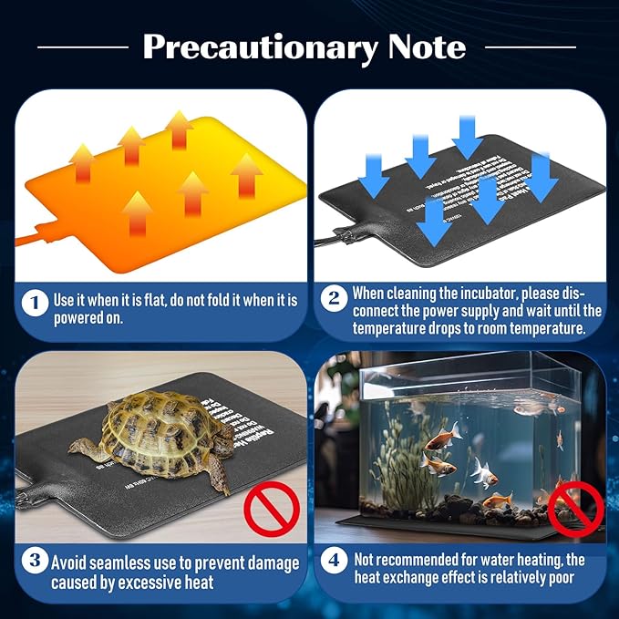 ROCEEI 4 Pcs 6" x 8" Reptile Heat Pad 8W 120V Under Tank Terrarium Heating Mat Heater Waterproof Hermit Crab Heating Pad for Turtle, Lizard, Frog, Snake, 10-20 Gallon Reptile Tank ROCEEI