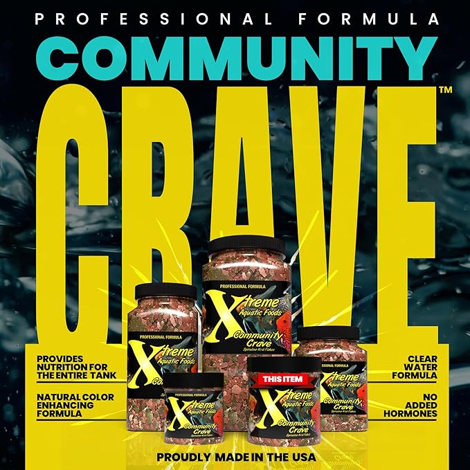 Xtreme Community Crave Flake - Krill & Spirulina Blend for Vibrant Colors, Immune Support and Digestive Health, Tropical & Freshwater Fish Nutrition – Premium Community Aquarium Food (2oz) XtremeAquaticFoods