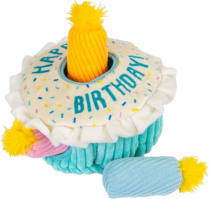 Outward Hound Hide A Birthday Cake, Plush Puzzle Birthday Themed Dog Toy - PAWPICO