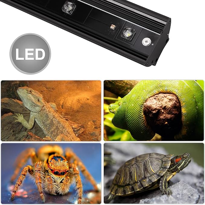 Aiicioo Reptile LED UVB Light - LED Terrarium Light with 3 Timing Function UVB Lamp UVB Bulb 4-Level Brightness Adjustable Lighting for Bearded Dragon Turtle Lizard (watts, 4) AIICIOO