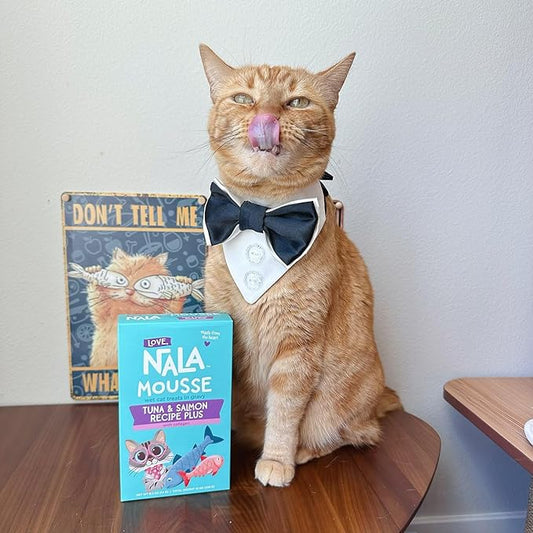 LOVE, NALA - Skin & Coat Health - Tuna & Salmon Plus Collagen Mousse - Lickable Cat Squeeze Up Wet Food Puree Treat, Topper - Grain Free, Fiber, Minerals, Vitamins - 24 Pack 15.2 oz. - PAWPICO