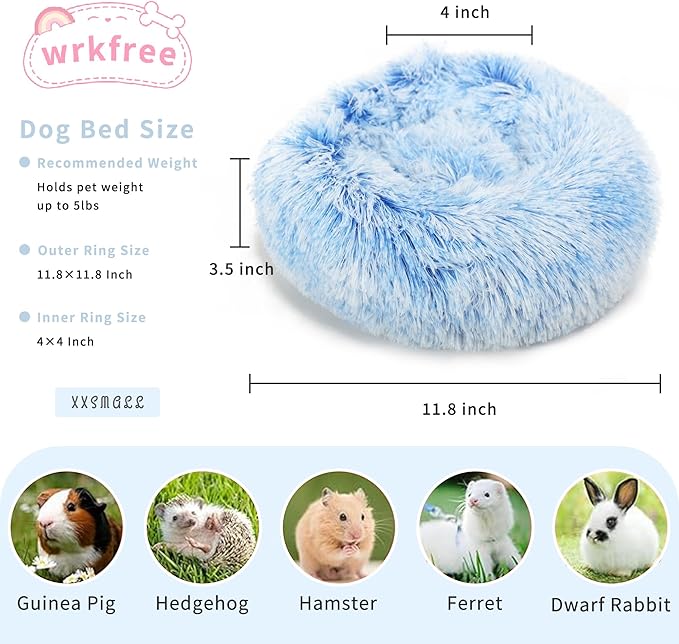 Hamster Bed Cute Blue and White Warm Cushion for Small Animal - Comfortable Sleep Mat Pad for Guinea Pigs/Hedgehog/Squirrel/Mice/Rats/Chinchilla Nest House 11.8 inch - PAWPICO