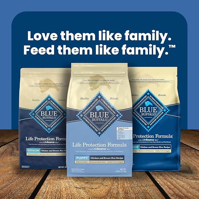 Blue Buffalo Life Protection Formula Puppy Dry Dog Food with DHA and ARA, Made with Natural Ingredients, Chicken & Brown Rice Recipe, 34-lb Bag - PAWPICO