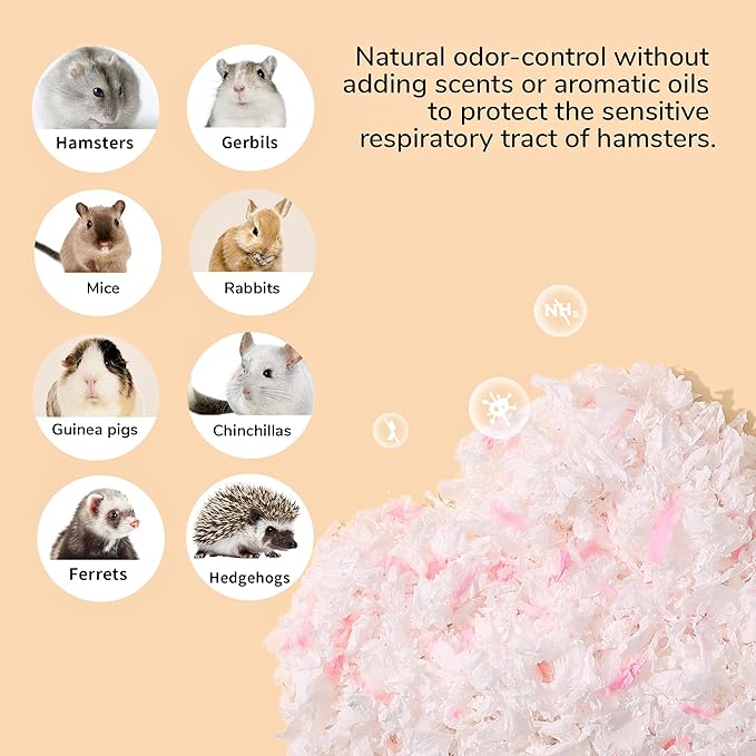 Dust-Free Soft Natural Paper Hamster Bedding with Odor Control, Strong Absorption, for Hamster, Guinea Pig, Rabbit, Chinchilla, Rat, Mice, Small Animal (White+Green), 36 Liters Tafit