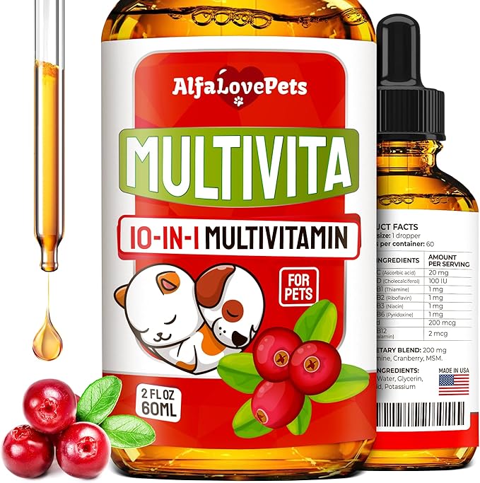 ะกat Vitamins for Indoor Cats in Drops โ Liquid Multivitamin for Dogs โ Dog Multivitamin Liquid Supplement โ Cat Multivitamin โ Multivitamin for Dogs โ Vitamin C for Cats โ 2 oz AlfaLovePets