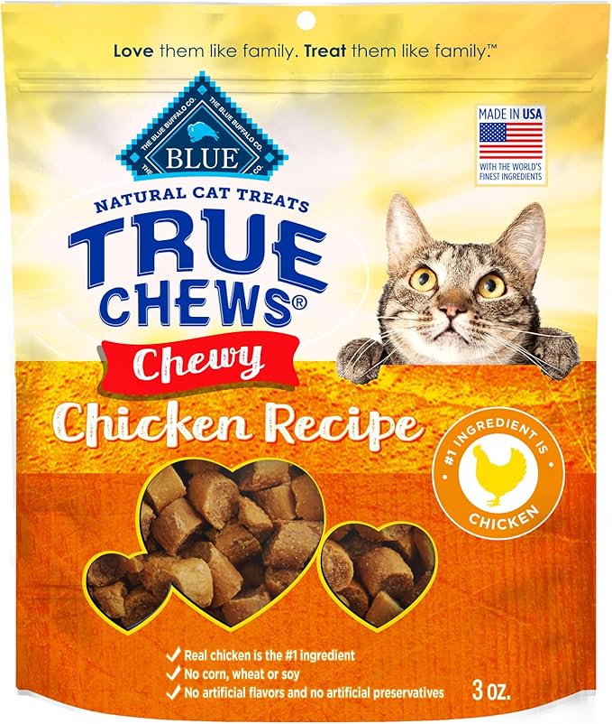 Blue Buffalo True Chews Natural Chewy Cat Treats, Made in the USA, Chicken Recipe, 3-oz Resealable Bag BlueBuffaloCompanyLtd