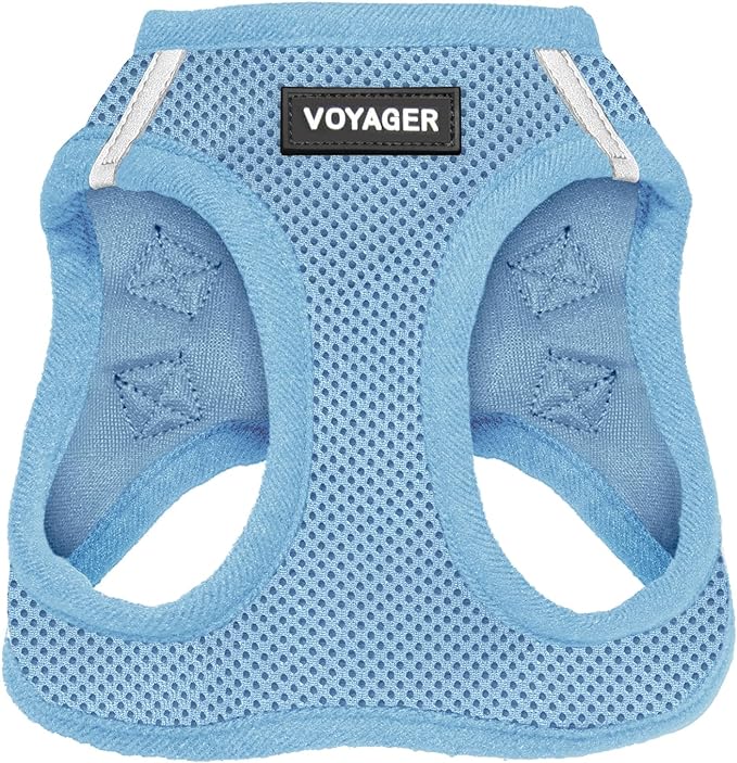 Voyager Step-in Air Dog Harness - All Weather Mesh, Reflective, No Pull Harness for Small, Medium Dogs, Cats - Secure with Hook & Loop Fastener, Buckle, Double D-Rings - Baby Blue, XS BestPetSuppliesLLC