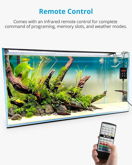 NICREW RGB+W 24/7 LED Aquarium Light with Controller, Full Spectrum Fish Tank Light for Planted Freshwater Tanks, Planted Aquarium Light with Extendable Brackets to 30-36 Inches, 27 Watts NICREW