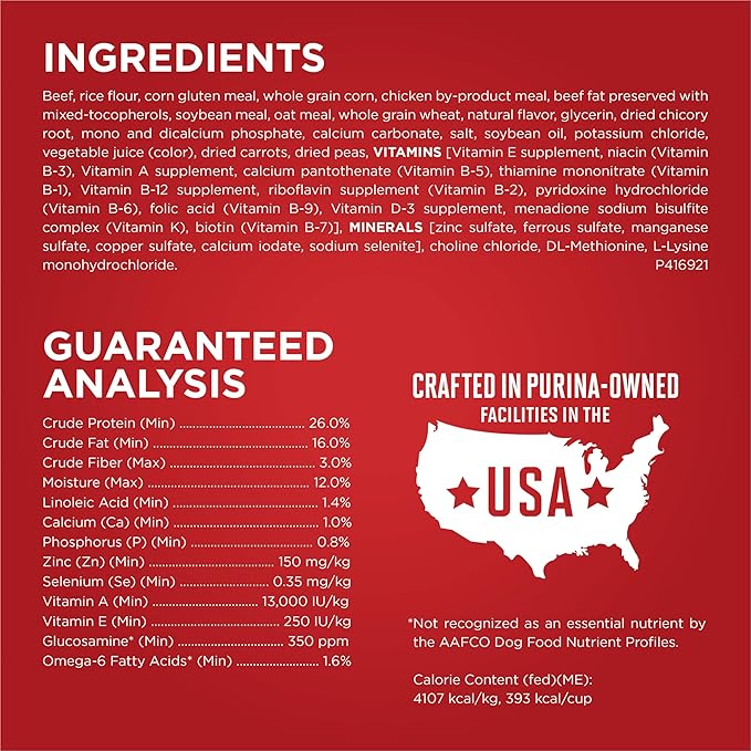 Purina ONE Small Bites Beef and Rice Formula Small High Protein Dry Dog Food Natural With Added Vitamins, Minerals and Nutrients - 16.5 lb. Bag - PAWPICO