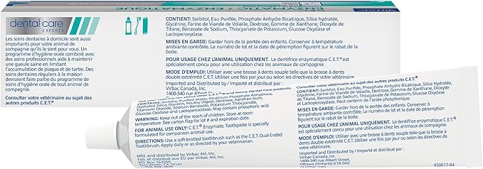 Virbac CET Enzymatic Toothpaste| Eliminates Bad Breath by Removing Plaque & Tartar Buildup | Best Pet Dental Care Toothpaste | Poultry Flavor, 2.5 oz tube Virbac
