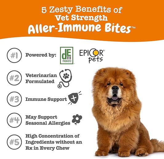 Zesty Paws Dog Allergy Relief - Dog Itching Skin Relief - Dog Probiotics for Itchy Skin and Itchy Ears - Dog Allergy Chews - Dog Itch Relief - Dog Skin Allergy Relief - VS - Cheese - 90ct ZestyPaws