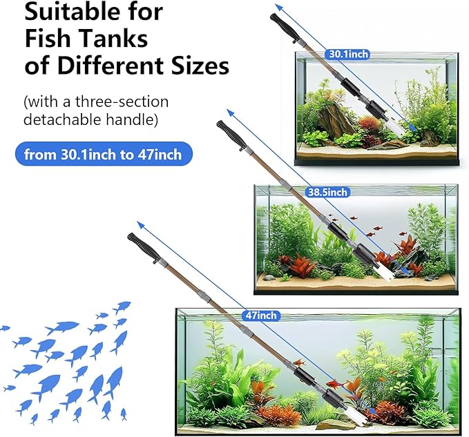 Aquarium Gravel Cleaner with External Controller 25W 550GPH Electric Fish Tank Vacuum Gravel Cleaner for Change Water(Adjustable Flow) Wash Sand (Sand/Gravel Mode) Water Filter Circulation fishkeeper