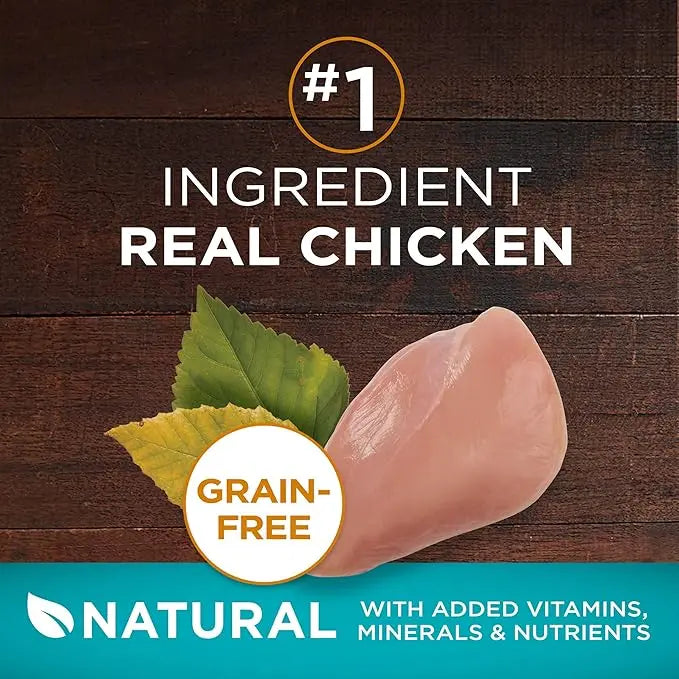 Purina ONE Natural, High Protein, Grain Free Dry Cat Food, True Instinct With Real Chicken - 3.2 lb. Bag - PAWPICO