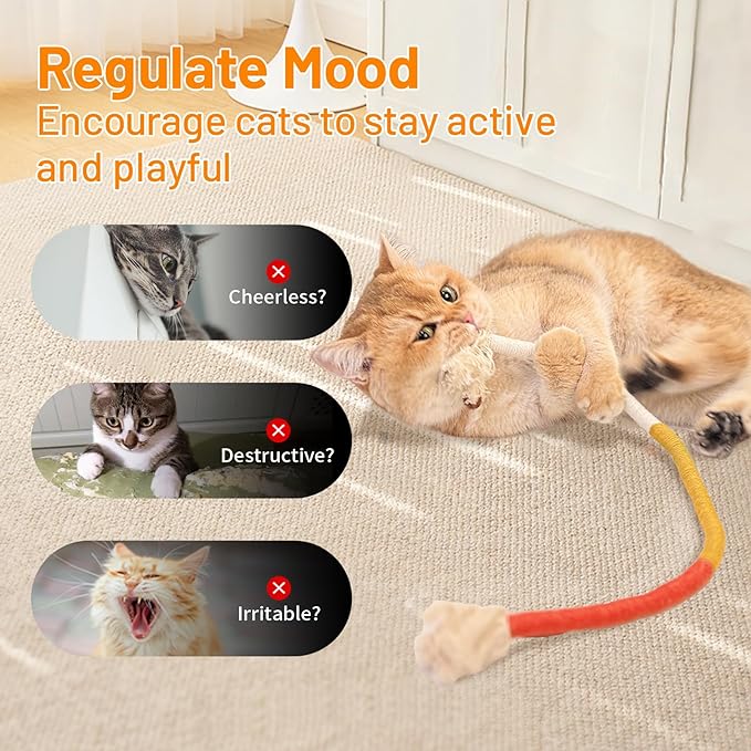 Sisal Rope Cat Toys,3 Pack Bite-Resistant Catnip Toys,Cat Toys for Bored Indoor Cats, Safe Teeth Cleaning Chew Cat Toy,Interactive Cat Kicke Toys for Indoor Cats for 24" All Breeds - PAWPICO