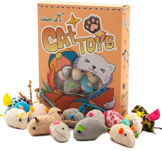 Fashion's Talk Mouse Catnip Cat Toys Soft Plush Catnip Mice Assorted Style Catnip Cat Toys Variety Pack 32 Count - PAWPICO