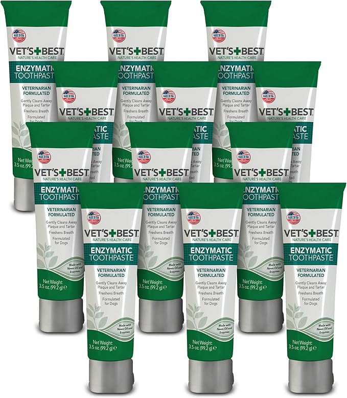 Vet's Best Enzymatic Dog Toothpaste - Teeth Cleaning and Fresh Breath Dental Care Gel - Vet Formulated - 3.5 oz Tubes (12 Pack) VetsBest