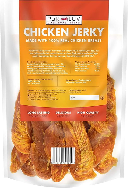 Dog Treats, Chicken Jerky for Dogs, Made with 100% Real Chicken Breast, 16 Ounces, Healthy, Easily Digestible, Long-Lasting, High Protein Dog Treat, Satisfies Dog's Urge to Chew (Pack of 1) - PAWPICO