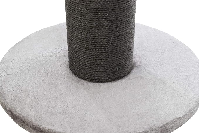 TRIXIE Pepino Cat Scratching Post 35 Inch - Cat Scratcher with Soft Fabric Covering Base and Durable Sisal Rope - with Platform Bed & Dangling Cat Toy - in Gray - PAWPICO