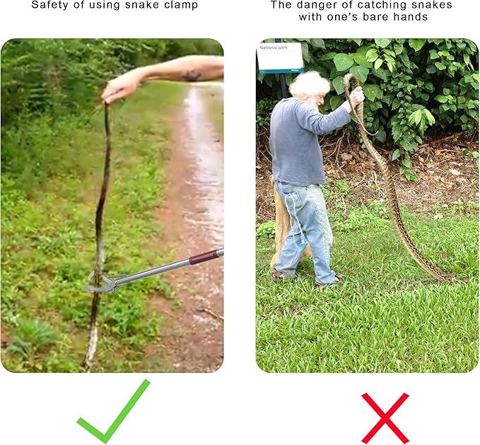 50" Snake Grabber Tool,Collapsible 3 Sections Snake Stick,Folded 17 Inch Snake Tongs Per Section,Snake Catcher Grabbers for Rattlesnakes,Snake Pole Handling Tools,Long Reach Grabber for Many Scenarios XINGTS