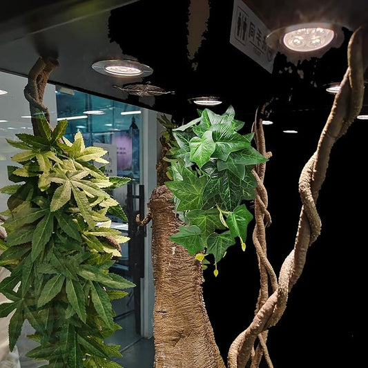 Woyrise Reptile Plants for Terrarium, Artificial Hanging Plants with Suction Cups, Amphibian Tank Habitat Decor Plastic Plant for Bearded Dragons Lizards Snake Geckos Frogs - 2Pack Green Ivy Woyrise