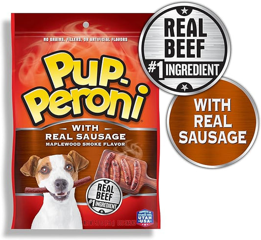 Pup-Peroni Dog Treats, Real Sausage with Maplewood Smoke Flavor, 5.6 Ounce (Pack of 8), Made with Real Beef - PAWPICO