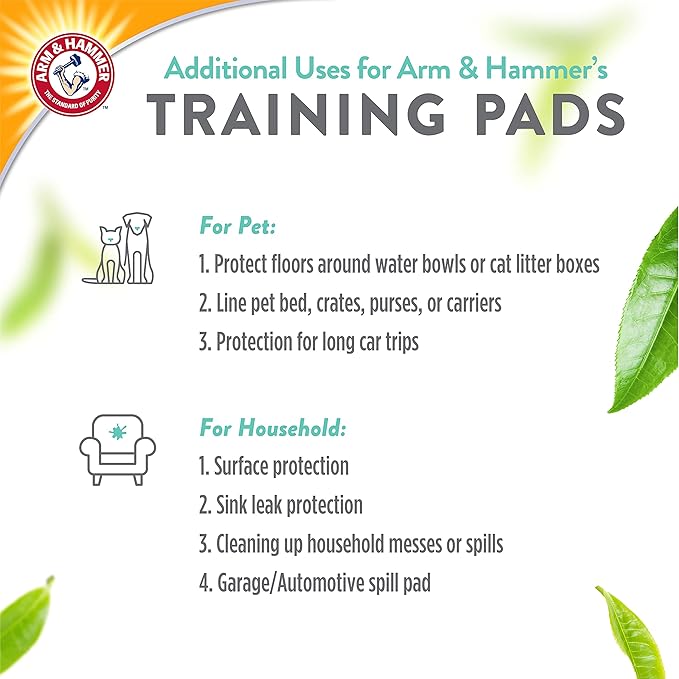 Arm & Hammer Green Tea Pet Training Pads Dog Training Pads with Super Absorbing and Arm & Hammer Baking Soda for 2X The Odor Control Leakproof & Recycled Training Pads for Dogs (100 Count) - PAWPICO