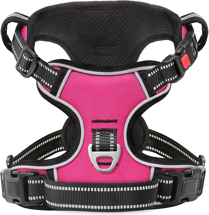 Timos No Pull Dog Harness, No Choke Front Lead Dog Reflective Harness, Adjustable Soft Padded Pet Vest with Easy Control Handle for Small Medium Large Dogs Timos