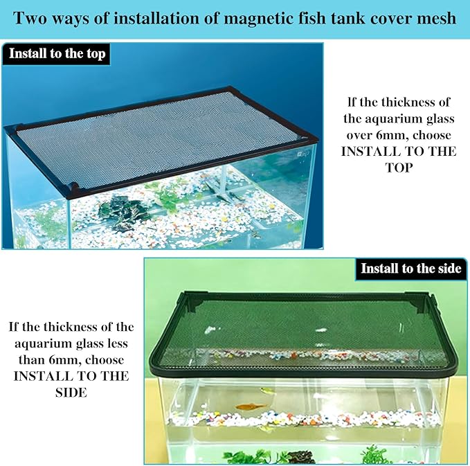 Magnetic Aquarium Lid, Max Size 39" x 19" Fish Tank Cover, DIY Aquarium Anti-Jumping Net Hood Set, Adjustable Mesh Screen Netting for Fish Tank Screen Top Cover Orgthin