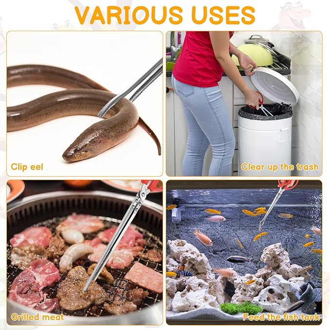 2 Pcs Snake Feeding Tongs, Snake Hook Snake Grabber Tool Snake Stick Reptile Tongs for Ball Python Tank Accessories Snake Tank Accessories(15in) XLSXEXCL