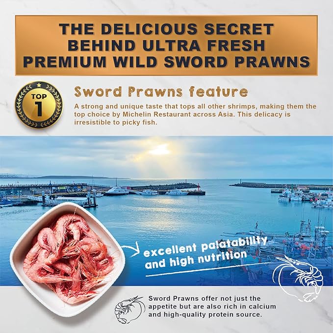Ultra Fresh Monster Fish Food, Wild Sword Prawns, Floating Sticks for Oscars, Bass, Large Cichlids and Tropical Fish, Carnivorous Jumbo Stick 13.58 oz UltraFresh-ShrimpDelight