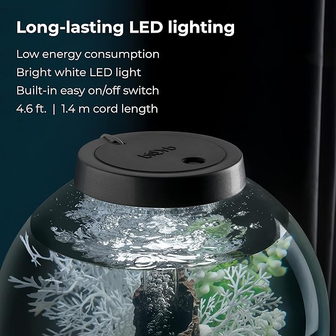 biOrb Classic 30 Acrylic 8-Gallon Aquarium with White LED Lights Modern Tank for Tabletop Display, Silver biOrb