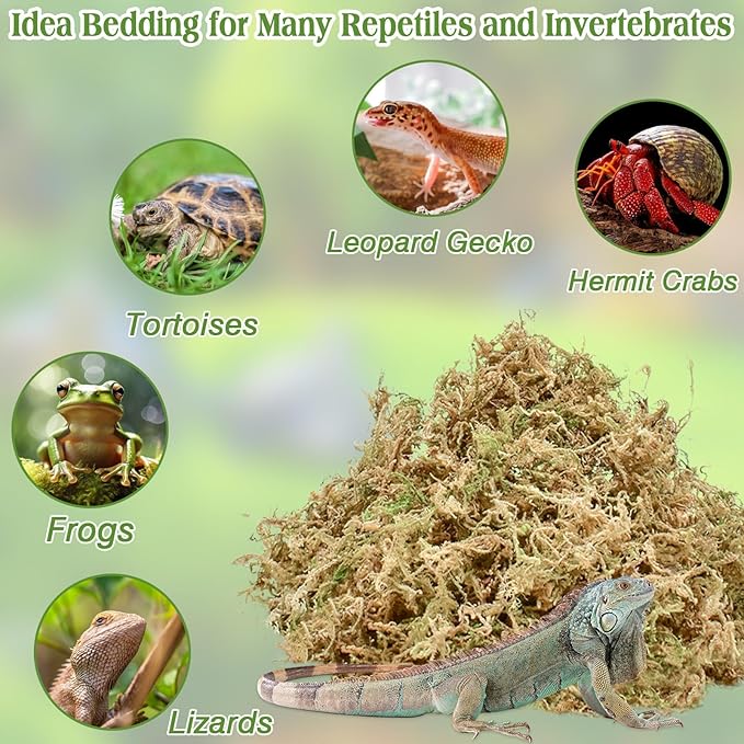 Halatool 1.1LB Sphagnum Moss for Reptiles(Turtles, Geckos, Snakes, Frogs, Hamsters), Natural Forest Long Fibered Dried Moss Bulk for Reptiles Substrate & Bedding - 25QT Reptile Habitat Accessories HALATOOL