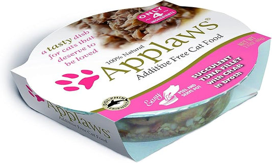 Applaws Succulent Tuna Fillet with Crab Cat Food Cups, 100% Natural, 18 x 2.12 oz - PAWPICO