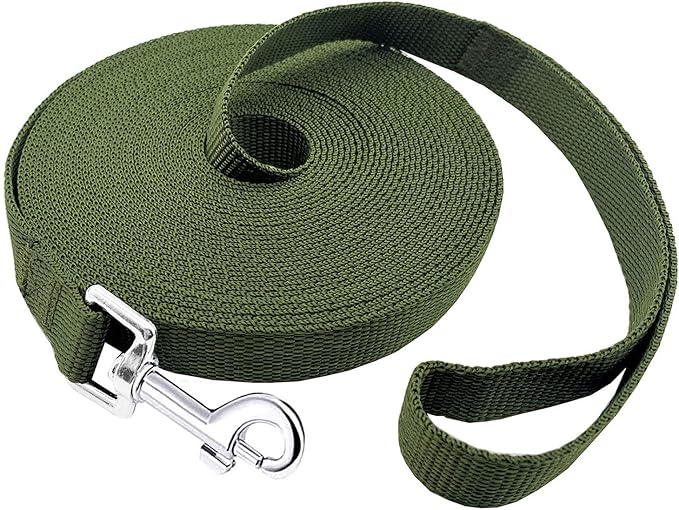 15ft 20ft 30ft 40ft 50ft Long Dog/Puppy Lead Obedience Recall Training Dog Leashes for Small Medium Dogs Camping, Training, Play, or Backyard (15 FT, Green) PETGOGO
