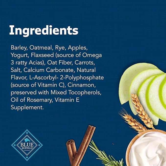 Blue Buffalo Mini Health Bars Crunchy Dog Biscuits, Oven-Baked With Natural Ingredients, Apples & Yogurt, 2-lb Box - PAWPICO