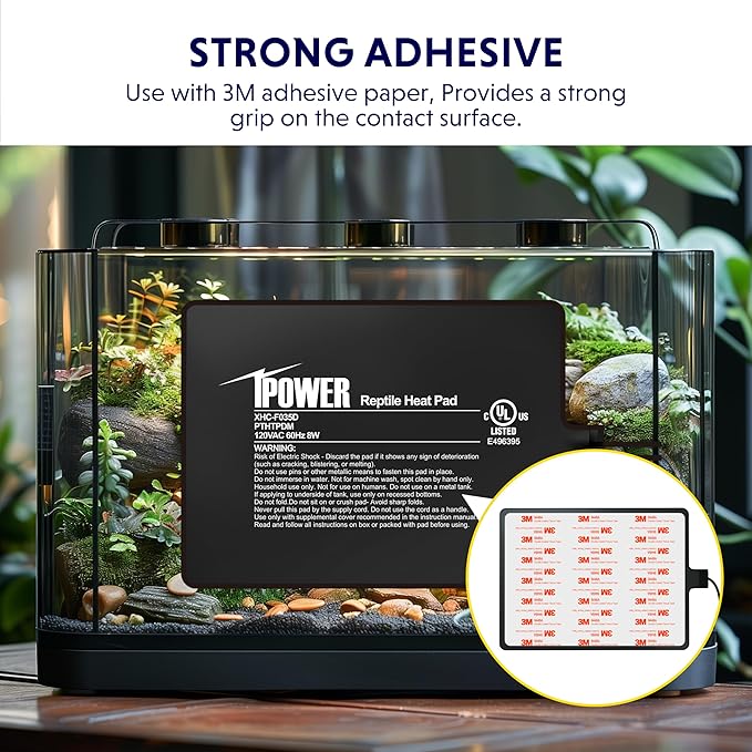 iPower Reptile Heat Pad 6X8 Inch 8W Under Tank Terrarium Warmer Heating Mat for Turtle, Lizard, Frog, Snake, Reptile, and Other Small Animals iPower