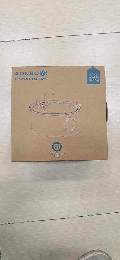 AONBOY Cat Water Fountain with 16 Filters, 108oz/3.2L Cat Fountain Stainless Steel, Includes 8 Carbon Filters and 8 Sponge Filters, Faucet Shape Dog Water Fountain, Double Noise Reduction Design - PAWPICO
