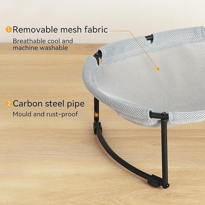 Cat Bed, Breathable Cat Hammock, Free-Standing Elevated Cat Bed for Indoors and Outdoors, Easy Assembly Cat Hammock Bed with Removable Washable Mesh for Cats up to 30 lbs, 20 in x 16.5 in x 8 in - PAWPICO