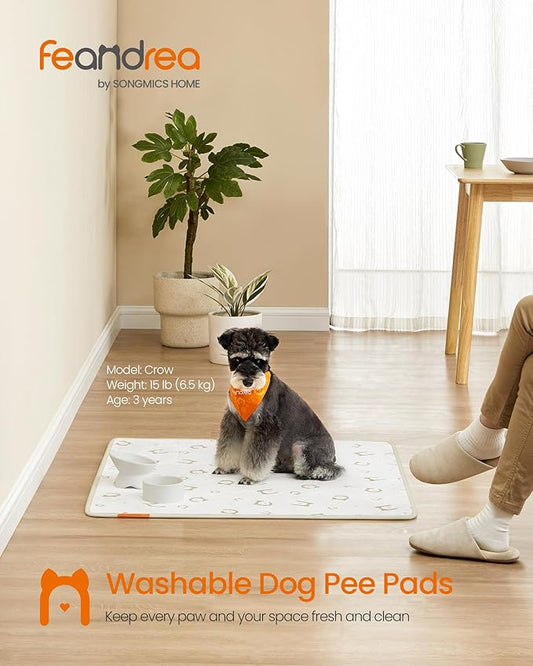 Feandrea Washable Pee Pads for Dogs, 2 Pack, Reusable Dog Pads, 36 x 34 Inches, M, Waterproof Pet Training Pads, Leakproof, Non-Slip, Super Absorbent, for Dogs, Cats, Rabbits, Cloud White UPTD002W01 - PAWPICO