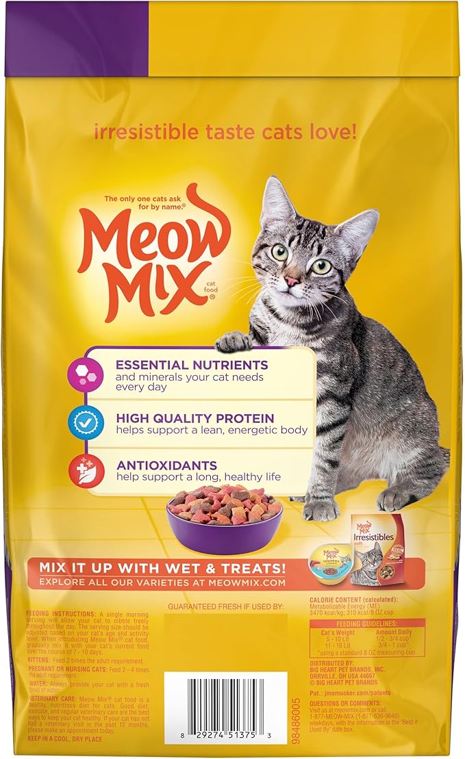 Meow Mix Original Choice Dry Cat Food, 3.15 Pound (Pack of 4), Complete & Balanced Nutrition MeowMix
