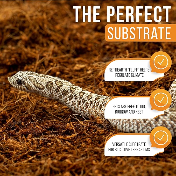 ReptiEarth Reptile Bedding, Fluffy Coconut Fiber Substrate 12 Quart Organic Coco Ready to Use for Bioactive Snake Terrarium, Lizard Tanks with Plants, for Frog, Tarantula or Hermit Crab Habitat ReptiChipPremiumSubstrate