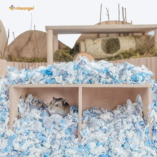 Niteangel Hamster Secret Peep Shed 2-Chamber Hideout & Tunnel Exploring Toys (Small - for Dwarf Hamster) Niteangel