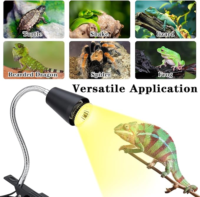 Reptile Heat Lamp,UVA/UVB Reptile Light,360° Rotatable Clip,Turtle Heating Lamp with Clamp,Reptile Basking Light for Reptiles Bearded Dragon Turtle Snake, E27 110V ZJNBMTFY